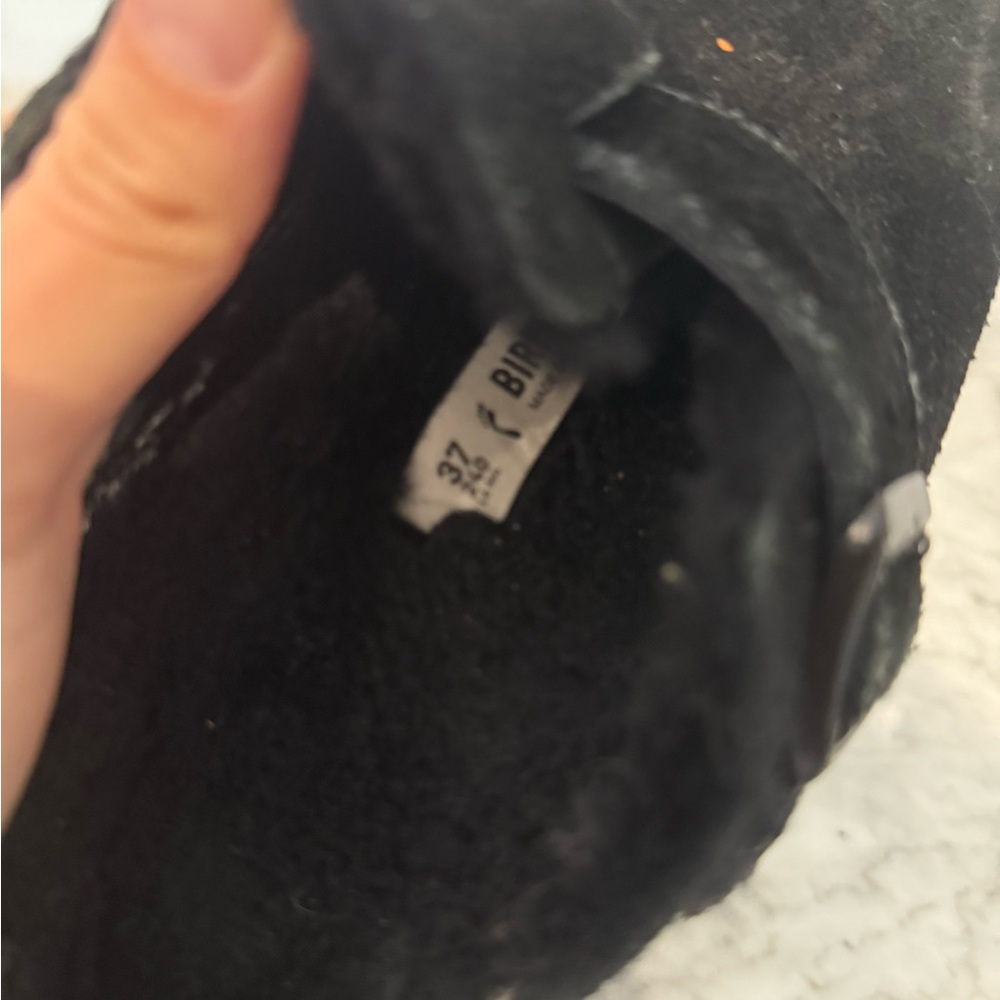 Birkenstock Black Suede Buckle Slippers - Picture 4 of 5